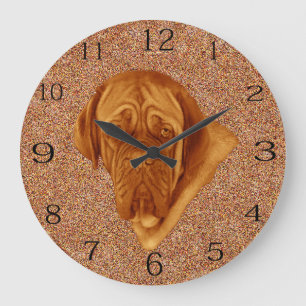 Dogue de Bordeaux Sooky Face Dog, Große Wanduhr