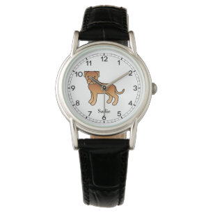 Dogue De Bordeaux süßer Cartoon-Hund & Name Armbanduhr