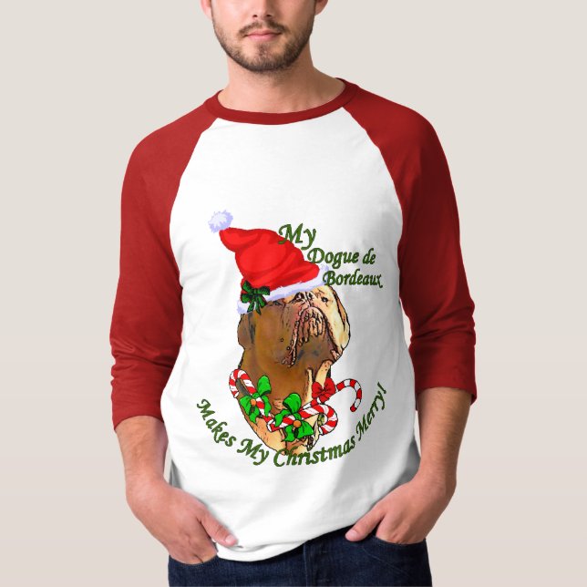 Dogue de Bordeaux Weihnachtsgeschenke T-Shirt (Vorderseite)