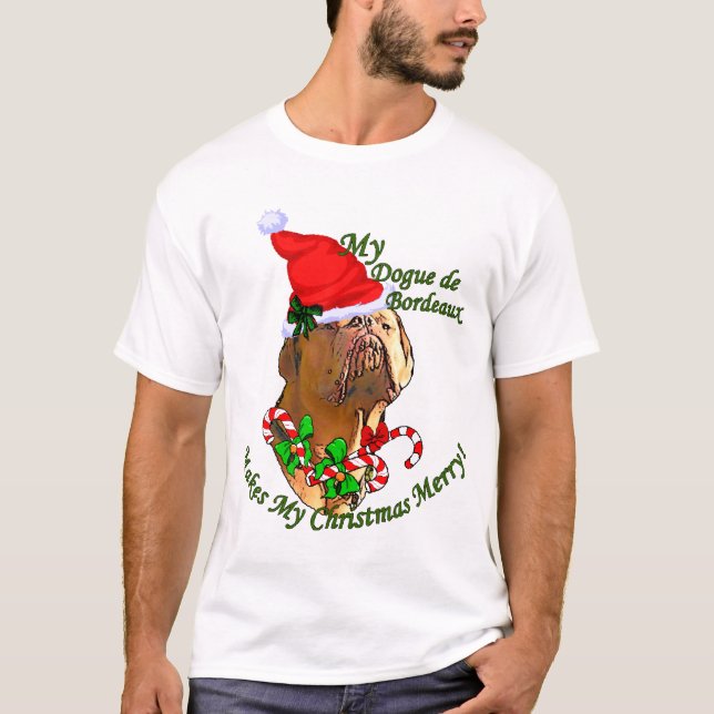 Dogue de Bordeaux Weihnachtsgeschenke T-Shirt (Vorderseite)