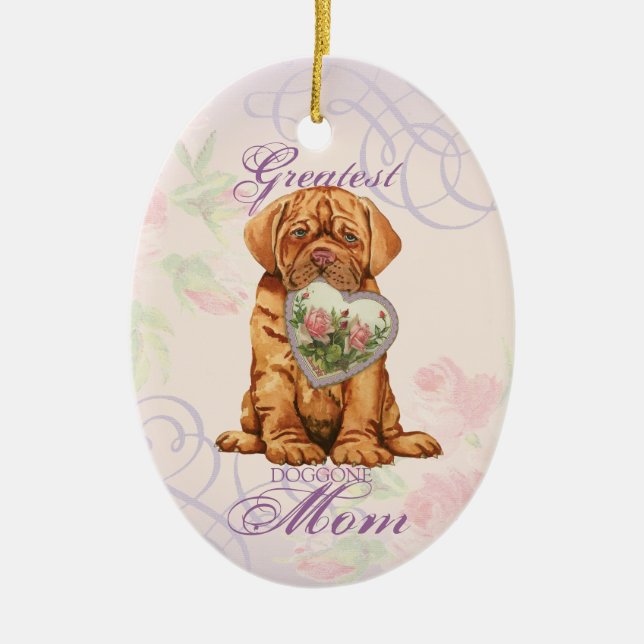 Dogue Heart Maman Ornement céramique (Devant)