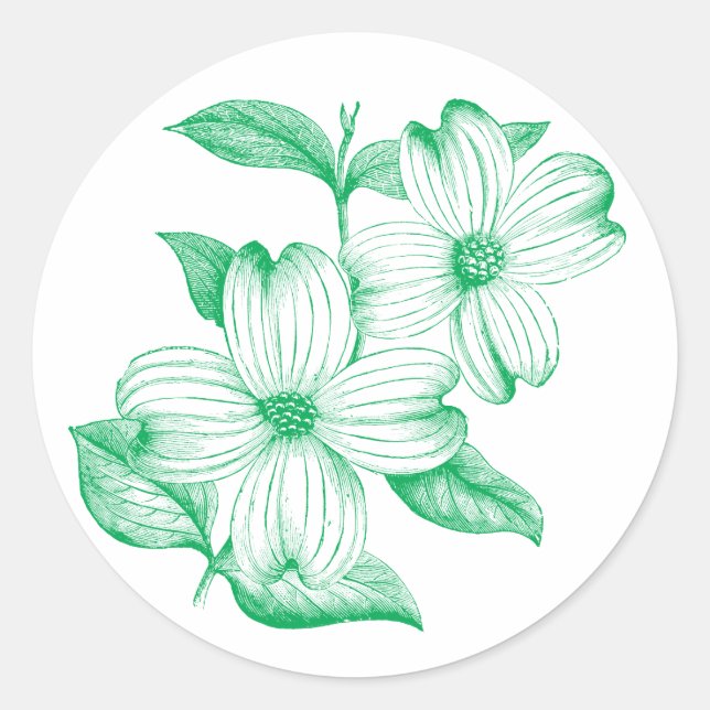 Dogwood-Aufkleber Runder Aufkleber (Vorderseite)