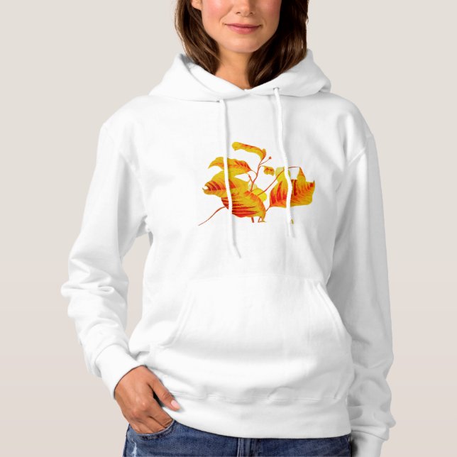 Dogwood-Blätter auf dem Damengrundhemd Hoodie (Vorderseite)
