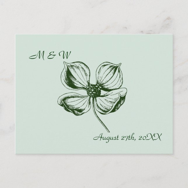 Dogwood Blossom Wedding Save the Date Postcard Ankündigungspostkarte (Vorderseite)