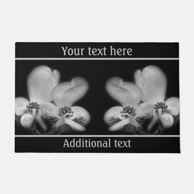 Dogwood blüht in Schwarz-Weiß-Personalisiert Fußmatte (Vorderseite)