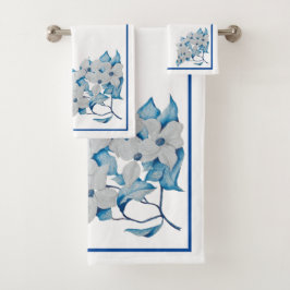 Dogwood-Blume auf einem Bad Handtuch-Set Badhandtuch Set