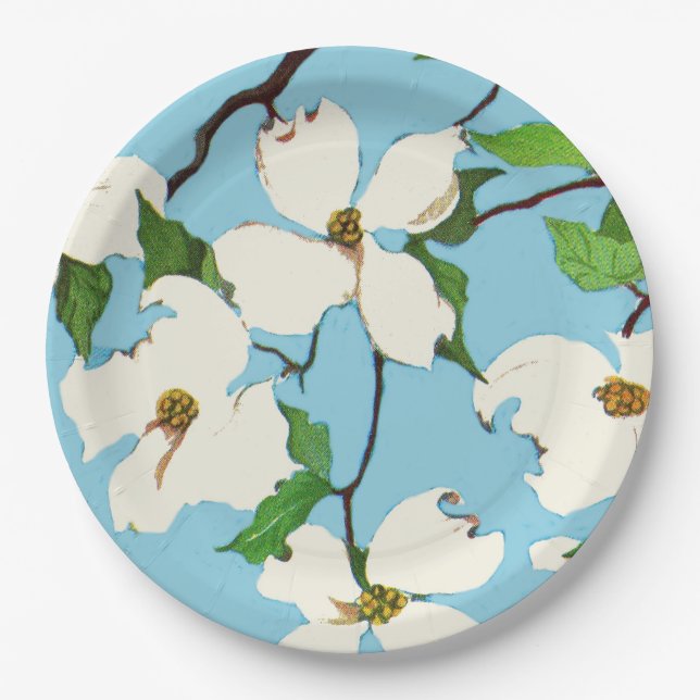 Dogwood-Blume Pappteller (Vorderseite)