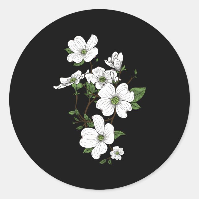 Dogwood-Blume Runder Aufkleber (Vorderseite)