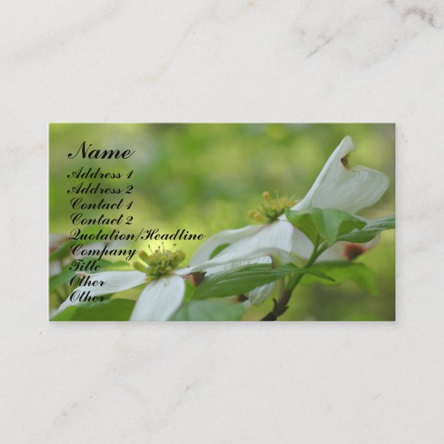 Dogwood Flower Fotografy Business Card Visitenkarte (Vorderseite)