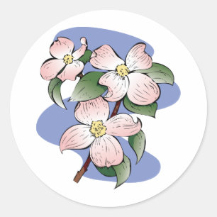 Dogwood-Illustration Runder Aufkleber