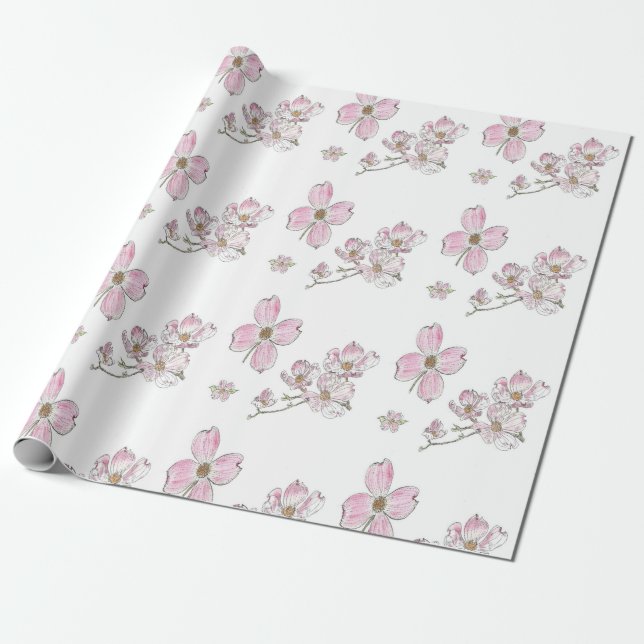 Dogwood-Muster für Schleifpapier Geschenkpapier (Ungerollt)