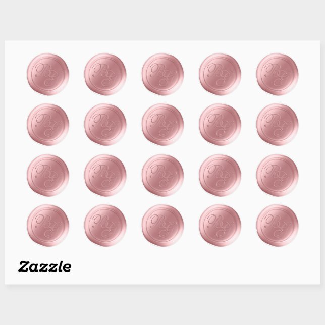 Dogwood Pink Script Monogram Wax Siegel Stickers (Blatt)