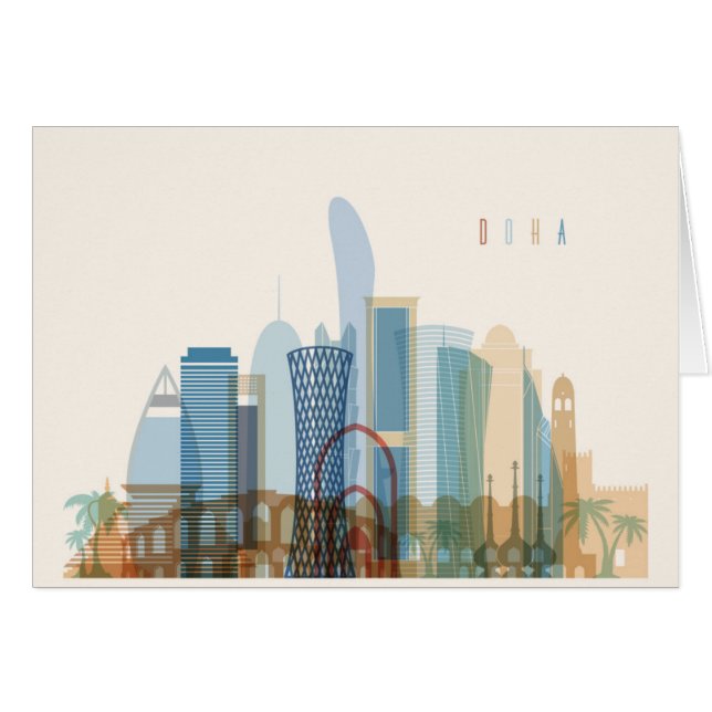 Doha, horizon de ville du Qatar | (Devant horizontal)