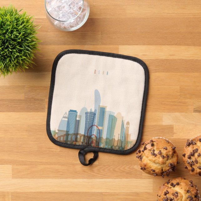 Doha, Katar | City Skyline Topflappen (Oben Unten)
