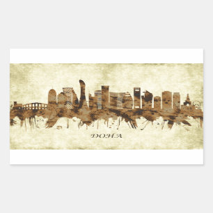 Doha Katar Cityscape Rechteckiger Aufkleber