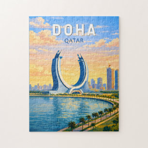 Doha Katar Illustration Reise Kunst Vintage