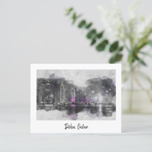Doha, Katar - Postkarte für Aquarellfarben - Naher