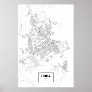 Doha, Qatar (Schwarzes auf Weiß) Poster