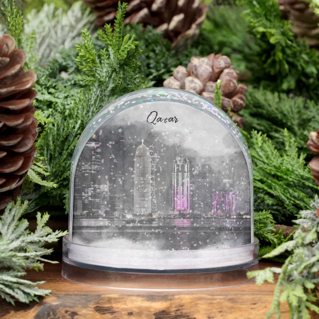 Doha Qatar Skyline Watercolor Snow Globe – Middle  Schneekugeln (Winter)