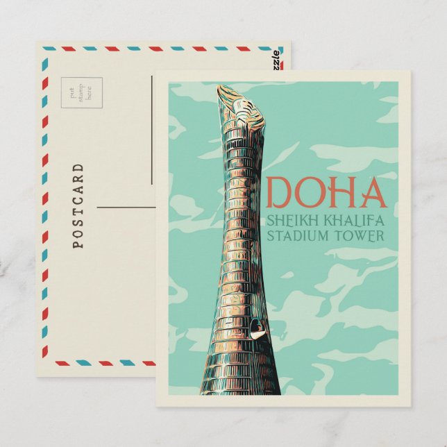 Doha Sheik Khalifa-Stadion zur Veranschaulichung K Postkarte (Vorne/Hinten)