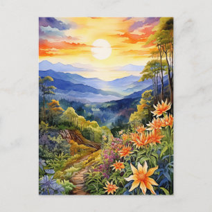 Doi Inthanon Berg Aquarell Chiang Mai Postkarte