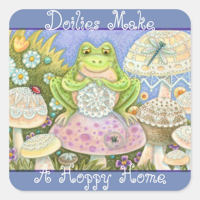 Doilies machen ein Hoppy Zuhause FROG STICKERS She (Vorderseite)