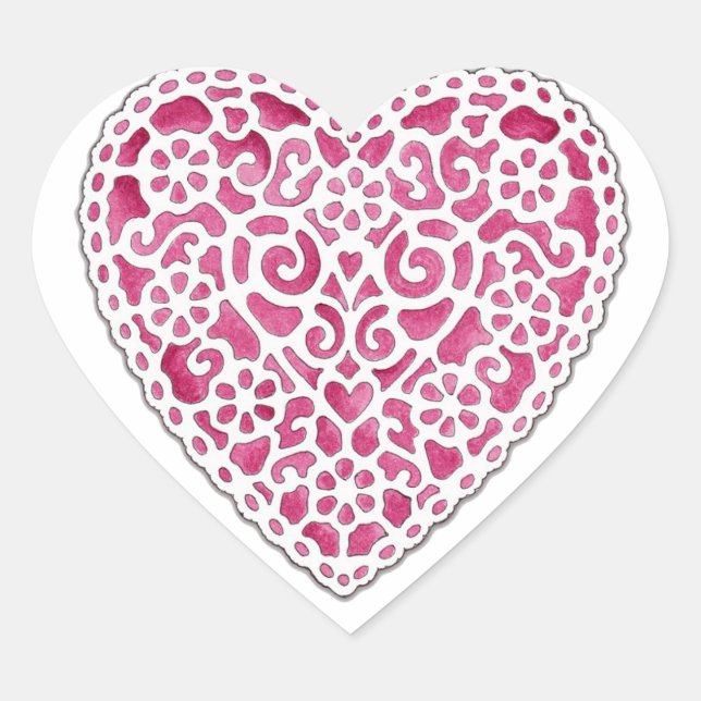 Doily Heart Herz-Aufkleber (Vorderseite)