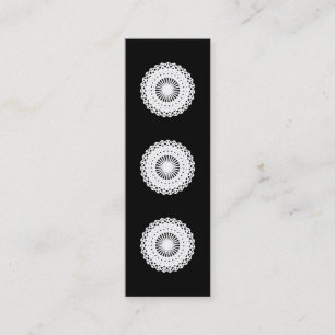 Doily. Weißer Spitzekreis. Auf Schwarzem Mini Visitenkarte