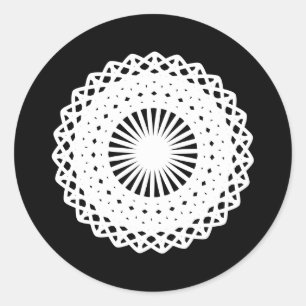 Doily. Weißes Spitzekreisbild Runder Aufkleber