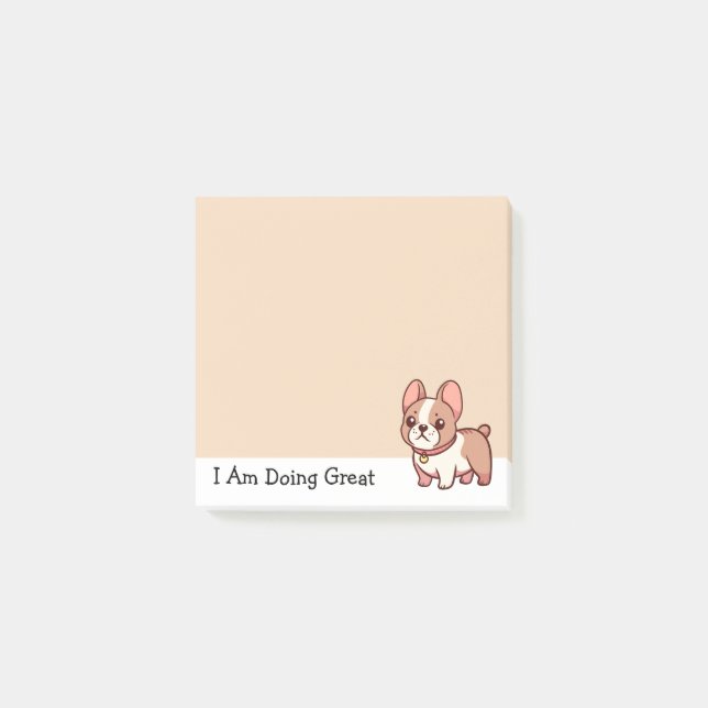 Doing Great French Bulldog Post-it Klebezettel (Vorderseite)