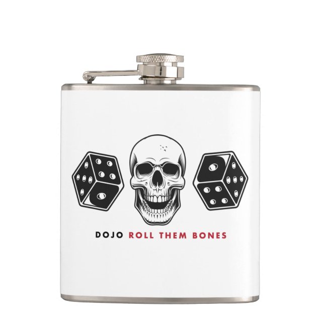 Dojo "Roll Them Bones" Flachmann (Vorderseite)