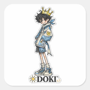 DOKI™   Sonnenprinz Original-Charakter-Sticker Quadratischer Aufkleber
