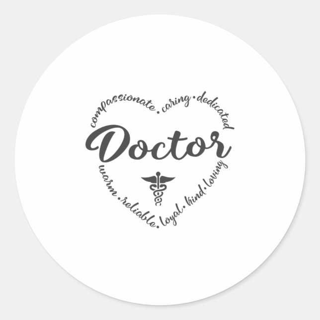 Doktor, Arzt, Ärztin, Ärztin, Herz Runder Aufkleber (Vorderseite)