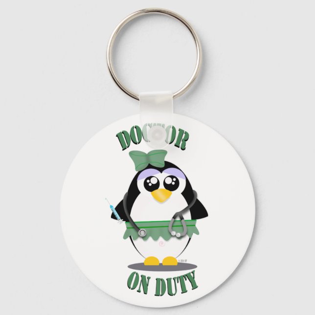 Doktor auf Dienstpinguin (weiblich) Schlüsselanhänger (Vorderseite)