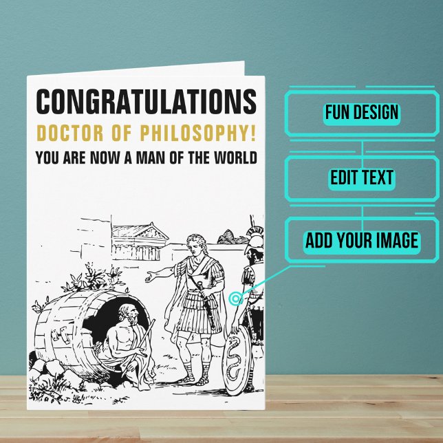 Doktor der Philosophie Doktor der Diogenes Abschlu Karte (This is a unique card and the perfect one for a PhD graduate.)