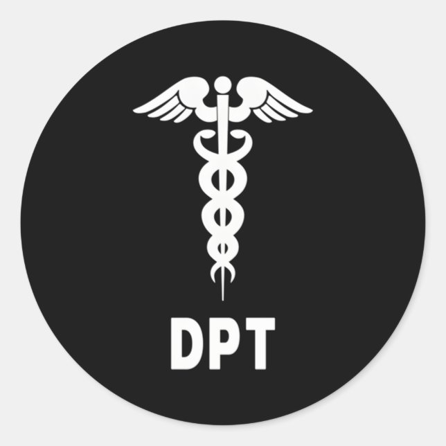 Doktor der Physikalischen Therapie Dpt Caduceus Sy Runder Aufkleber (Vorderseite)
