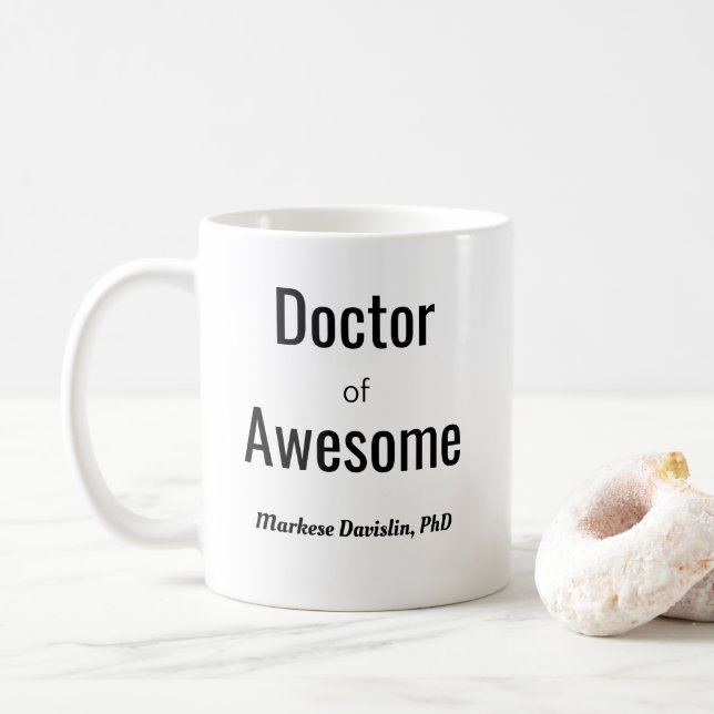 Doktor des Phantastischen Namens PhD Kaffeetasse (Mit Donut)