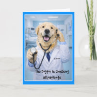 Doktor-Hund überprüft Ihre Karte zum Aufmuntern ST