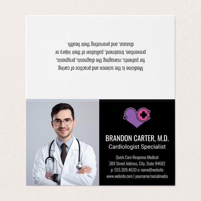 Doktor in Labrador | Kardiologie-Logo Visitenkarten (Außenseite Aufgefaltet)