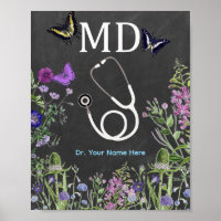 Doktor MD Stethoskop Floral Personalisiert