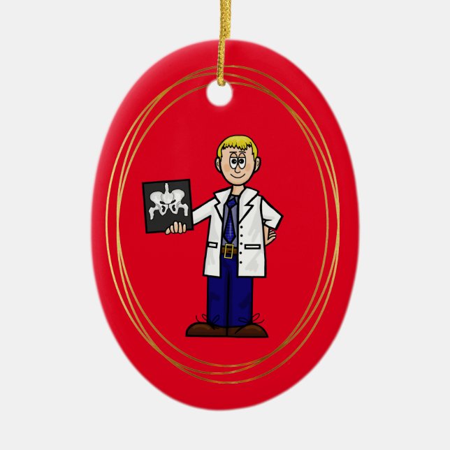 Doktor mit Angesagter Röntgenweihnachtsdekoration Keramik Ornament (Vorne)