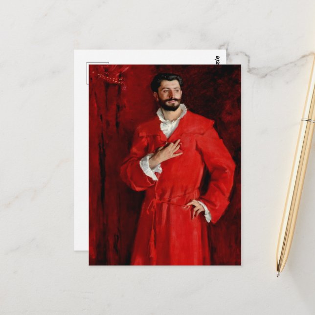 Doktor Pozzi auf Zuhause von John Singer Sargent Postkarte (Vorderseite/Rückseite Beispiel)