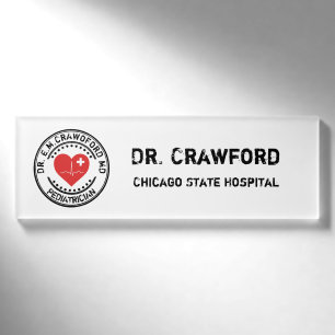 Doktor Rubber Stamp Heart ECG With Ihr Name Namenschild
