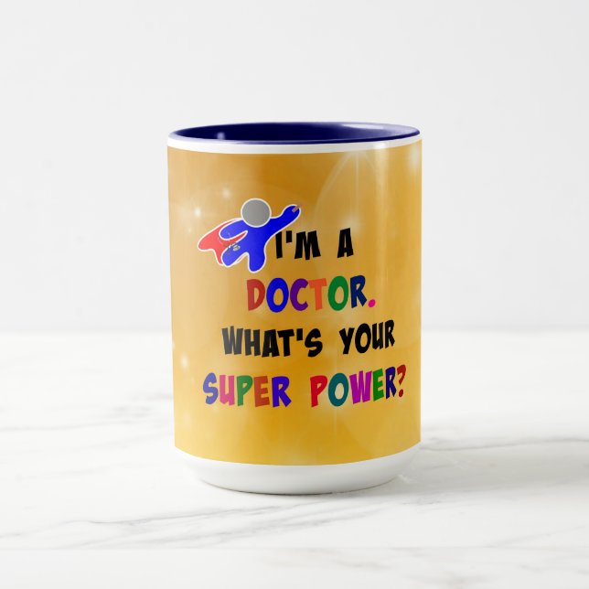 Doktor Superhero, buntes, individuelles Design Tasse (Zentrum)