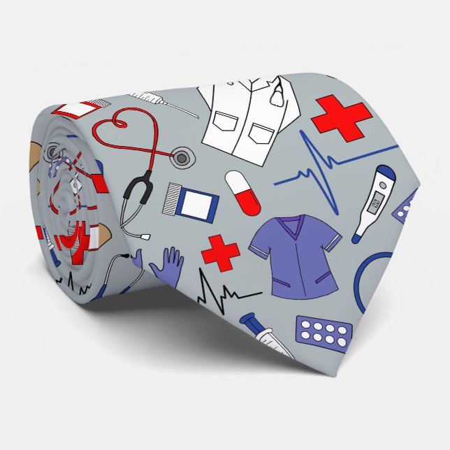 Doktor und Krankenschwester gemustertes Abschlussg Krawatte (Gerollt)