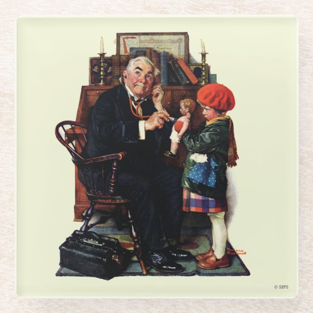 Doktor und Puppe Glasuntersetzer (Vorderseite)