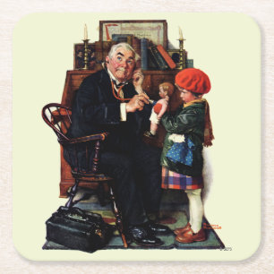 Doktor und Puppe Rechteckiger Pappuntersetzer