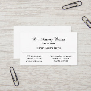 Doktor Urologe Simple White and Black Visitenkarte