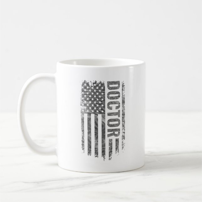 Doktor USA-Flagge Distressed-Design Kaffeetasse (Links)