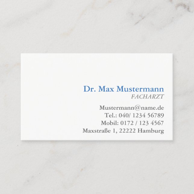 Doktor Visitenkarte (Vorderseite)